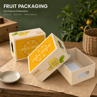 Boîte d'emballage en carton pour fruits avec motif citron imprimé et poignée pliable pour l'emballage de produits en gros
