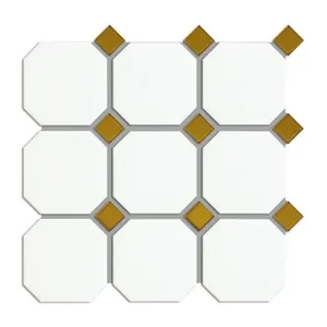 Wholesale High Grade Commercial Non-slip Octagon Kitchen Floor Tile Matt Glazed Black And White Wall Tiles Ceramic Mosaic