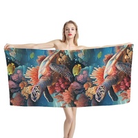 2025 Hot Sale Teal Sea Turtle Sea Grass Print Custom Design Beach Towels