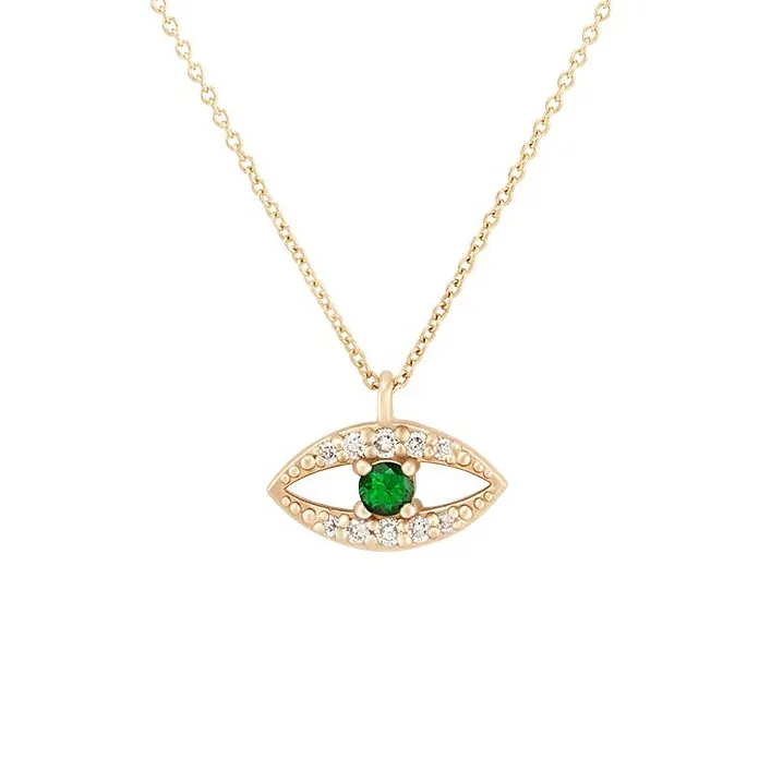 Gemnel mystical evil eye 5A cubic zirconia pendant 925 silver 18k gold emerald turquoise necklace
