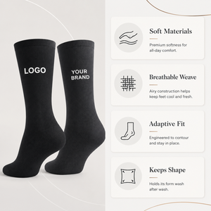 Calcetines de Hombre con Logotipo Personalizado al por Mayor, Calcetines de Algodón Formales para Negocios y Trabajo, Empaque en Caja de Regalo, Bordado Personalizado Disponible - Product Image 3