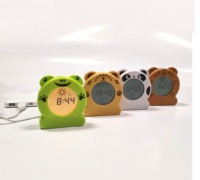 Jam pelatih tidur Panda Mini, lampu malam bangun dengan jam alarm LED untuk anak-anak, kamar bayi