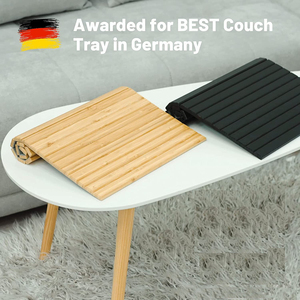 Bamboo <strong>Black</strong> Couch Tray 20x14 Inch Large <strong>Sofa</strong> Armrest Tray <strong>Table</strong> for Straight Chair Arm Flexible Sustainable Non-Slip - Product Image 5