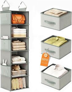 6 Tier Hanging Closet Organizer Collapsible Thicken Hanging Shelves Suitable for Bedroom Closet Clothing <b>Storage</b> - Product Image 1