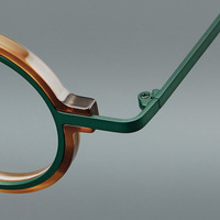 Lunettes de vue rondes classiques rétro vintage en acétate et métal MK-V17, anti-lumière bleue, pour femmes et hommes