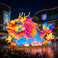 Lanternes suspendues géantes en forme de carpe dragon et de lotus, éclairages de plafond pour centres commerciaux, idéales pour le Nouvel An et les expositions commerciales