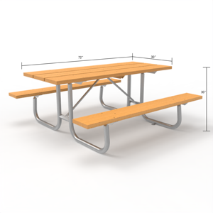 Oem 72 "hiện đại hình chữ nhật ngoài trời Vườn công viên bàn ghế thiết lập bền tái chế Nhựa Dã Ngoại bảng trường trang trại - Product Image 4