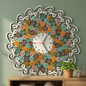 Horloge murale ronde bohème, motif géométrique abstrait, analogique, quartz, silencieuse, décoration de salon - Product Image 3