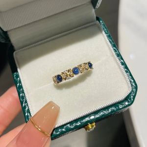 Bague de luxe Xinfly en or jaune 18 carats avec saphir bleu naturel et diamant naturel - Product Image 1