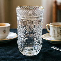 Verre à boisson haut de gamme avec motif Artemisia Argyi en relief, couleurs bleu, vert, ambre, rose, violet