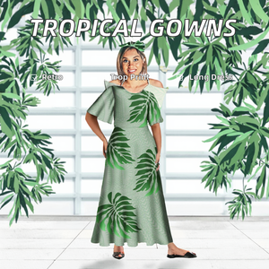 Abiti Personalizzati con Disegni Tribali Polinesiani, Vita Impero, Taglie Forti, Lunghezza a Terra, Stampa Hawaiana Tropicale, Sexy - Product Image 2