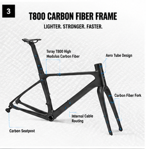 Bicicleta de Carretera de Fibra de Carbono Premium con Cuadro T800, 24 Velocidades, Frenos de Disco Hidráulicos para Ciclismo Profesional, Cableado Interno - Product Image 3