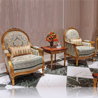 Ensemble de canapés carrés en bois de luxe américain personnalisé Mobilier de villa française avec tissu de cour et sculpture en bois massif pour la cour de la villa