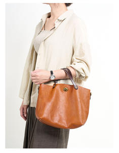 New High Quality Vegetable Tanned Cowhide Women's Handbag <b>Briefcase</b> Vintage Style Genuine <b>Leather</b> Ladies Bag - Product Image 4