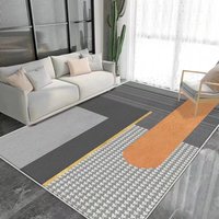 Tapis géométrique à motifs linéaires, fabriqué à la machine, écologique, doux, à poils ras, antidérapant, résistant aux taches, adapté aux animaux domestiques, pour salon et chambre à coucher