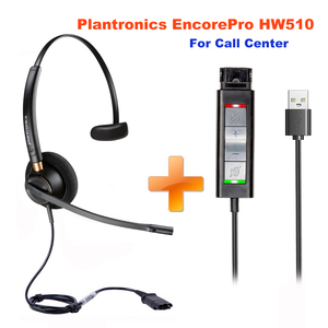 แพลนทรอนิกส์ เอ็นคอร์โปร HW510 89433-01 ชุดหูฟังแบบมีสายพร้อมอะแดปเตอร์สาย USB วอยซ์จอย U20 ไมโครโฟนตัดเสียงรบกวนพร้อมปลั๊ก QD - Product Image 1