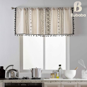 Rideaux courts à franges en <span class=keywords><strong>toile</strong></span> de style américain personnalisables Bubaba - Semi-occultants Translucides à œillets <span class=keywords><strong>pour</strong></span> baie vitrée - Product Image 6