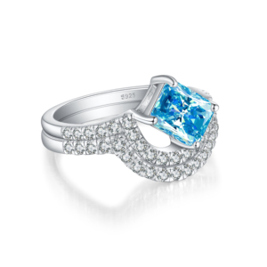 Custom Wholesaler Romantic Fine Jewelry Sparkling 925 Sterling <b>Silver</b> Emerald Cut Zircon Perfect Anniversary Engagement Party - Product Image 3