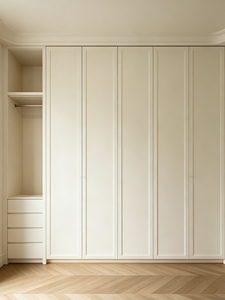 Armario Empotrado Moderno con Puertas Abatibles de MDF, Armario de Almacenamiento de Madera con Cajones para Apartamento, Hotel, Dormitorio - Product Image 2
