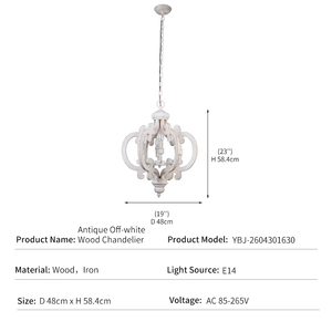 Lustre Rétro en Bois et Métal Style Campagne Française, Lampe Suspendue Type Bougie pour Hall d'Entrée et Chambre, Design de Créateur, Vente en Gros, Projet Personnalisé - Product Image 4