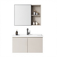 Kabinet Vanity Kamar Mandi Modern yang Dipasang di Dinding dengan Wastafel dan Kabinet Cermin untuk Rumah dan Hotel
