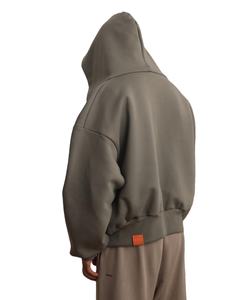 사용자 정의 헐렁한 특대 공백 남여 공용 드롭 숄더 헤비급 크롭 컷 빅 후드 500Gsm 면 단색 크롭 지퍼 업 후드 - Product Image 2