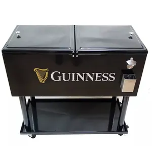 Mesa refrigeradora de cerveza con ruedas, caja de acero rodante verde de 77.6L y PP con pintura