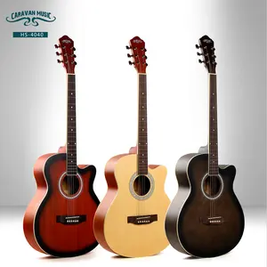 China Caravan Music 40-Inch Popular Acoustic Electric Guitar Wholesale From Factory For Beginners Spruce Body Linden Back/Side