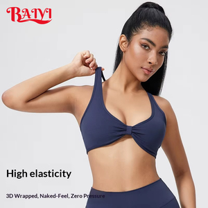 Sujetador deportivo fruncido con espalda cruzada para mujer, con almohadillas extraíbles, alta elasticidad, transpirable, para yoga y <span class=keywords><strong>gimnasio</strong></span>, con logo personalizado, ropa interior de fitness para entrenamiento - Product Image 3