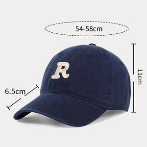 Gorra de béisbol personalizada de alta calidad, sombrero ajustable para papá con letra R marca primavera otoño algodón a granel, venta al por mayor, sombrero con logotipo deportivo para niños - Product Image 6