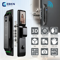 Interphone vidéo en temps réel avec reconnaissance faciale 3D, serrure de porte intelligente avec carte mémoire, stockage dans le cloud, contrôle par application Tuya, déverrouillage par empreinte digitale