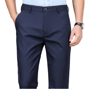 Pantalones de trabajo de oficina de longitud completa informales elegantes para hombre, pantalones deportivos elásticos de secado rápido azul marino y negro para primavera otoño - Product Image 1