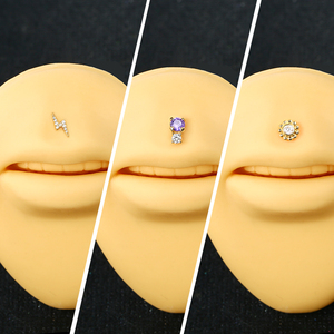 ท็อปอช หิน ดอกไม้ ดาว Labret กระดูกอ่อน Tragus Daith ดันไร้สายสไตล์สตั๊ด <span class=keywords><strong>14K</strong></span> ทองคําแท้แหวนเข็มจมูกเจาะ - Product Image 3