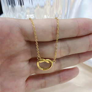 Collar <span class=keywords><strong>de</strong></span> nudo Irregular <span class=keywords><strong>de</strong></span> acero inoxidable para mujer, colgante <span class=keywords><strong>de</strong></span> corazón circular, joyería coreana minimalista <span class=keywords><strong>2022</strong></span> - Product Image 2