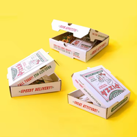 Caja de papel corrugado biodegradable con logotipo impreso personalizado, contenedor de comida plegable, cajas de pizza para embalaje de alimentos