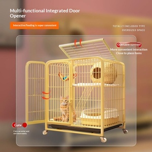 Cage à chat en métal robuste, pour usage domestique en intérieur, très grande, avec espace libre, pliable, toilettes intégrées, toutes saisons - Product Image 4