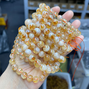 8MM Naturel Lisse Perle Brésilienne Citrine <span class=keywords><strong>Bracelet</strong></span> Élastique Stretch Bracelets pour Femme <span class=keywords><strong>Homme</strong></span> Bijoux - Product Image 5