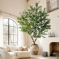Árbol de Olivo Artificial Realista de 7 Pies con Base Ponderada para Decoración de Vestíbulos de Hoteles y Oficinas Comerciales, Disponible para Proyectos