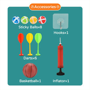 Support de basket-ball suspendu 2 en 1 Jouets pliants en tissu Jeu de fléchettes avec pompe de basket-ball Jeu de sport intérieur et extérieur - Product Image 2