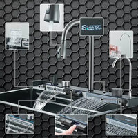 Évier de cuisine multifonctionnel moderne OEM 2025 avec robinet intelligent et lave-vaisselle intégré en acier inoxydable