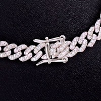 Chaîne cubaine 8 mm Iced Out Bling avec chaîne de collier entièrement sertie de diamants CZ pour hommes et femmes