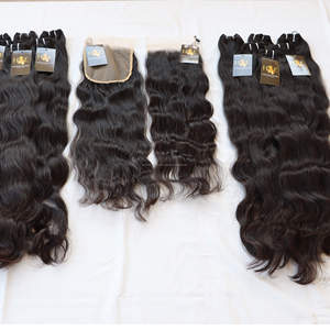 Lots de cheveux crus indiens et HD Closure, lot de tissage d'extensions de cheveux naturels avec Closure, Extensions de cheveux bruts birman - Product Image 2
