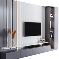 Beliebtes Minimalistisches TV-Möbel aus Sperrholz mit Abgerundeten Ecken, Wandregal und Geräuschlosen Schubladen für Städtische Wohnungen