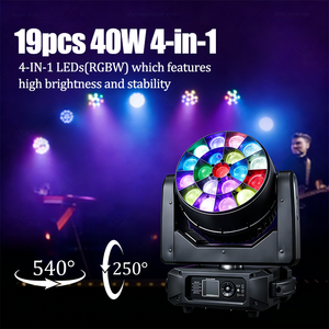 Luz Móvil de Cabeza LED con Zoom DMX de 19x40W RGBW 4en1 Tipo Ojo de Abeja para Escenarios, Bares, Clubes y <span class=keywords><strong>Conciertos</strong></span> - Product Image 2