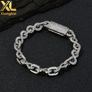 Collar de Cadena Cubana de 8mm con Circonitas, Cierre Abatible, Diseño de Una Hilera de Diamantes en Forma de 8, Joyería Fina Hip Hop - Product Image 4