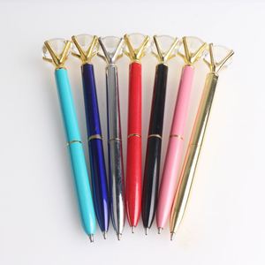 Promotion OEM <b>Multi</b> <b>Color</b> Diamond <b>Pen</b> in Transparent Case With Topper Big Crystal Rhinestone Round Gold Metal Ball Point Writing - Product Image 3