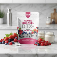 Poudre de collagène Gluta DTX+ Plus saveur fruits rouges mélangés, complément beauté pour la peau, marque privée, fabrication OEM disponible