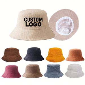 Chapeau Bob Unisexe en Velours Côtelé Brodé de Couleur Unie, Personnalisé, Décontracté, Quotidien, de Haute Qualité, 100% Coton - Product Image 3