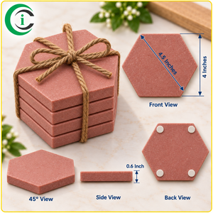 ชุดจานรองแก้วหินอ่อนหกเหลี่ยมสีแดง CCI จำนวน 4 ชิ้น ขนาด 4 นิ้ว สำหรับใช้ในครัว บ้าน โต๊ะอาหาร โต๊ะกาแฟ - Product Image 2