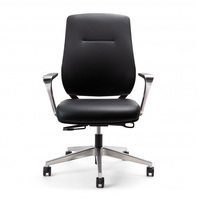 Chaise de bureau de direction pivotante ergonomique moderne, revêtement en cuir PU, accoudoirs fixes, hauteur réglable, base en aluminium